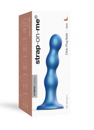 Голубая насадка Strap-On-Me Dildo Plug Balls size L - Strap-on-me - купить с доставкой в Копейске