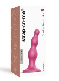 Розовая насадка Strap-On-Me Dildo Plug Beads size S - Strap-on-me - купить с доставкой в Копейске