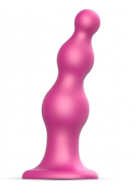 Розовая насадка Strap-On-Me Dildo Plug Beads size S - Strap-on-me - купить с доставкой в Копейске