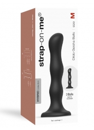 Черная насадка Strap-On-Me Dildo Geisha Balls size M - Strap-on-me - купить с доставкой в Копейске