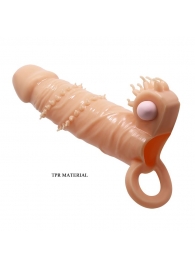 Телесная удлиняющая вибронасадка Penis Sleeve Connor - 17 см. - Baile - в Копейске купить с доставкой