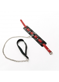 Черный ошейник с красным ремешком и поводком - Crazy Handmade - купить с доставкой в Копейске