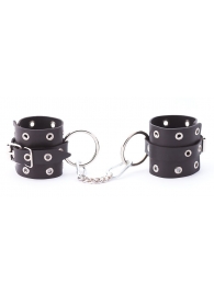 Черные кожаные наручники с люверсами - Crazy Handmade - купить с доставкой в Копейске
