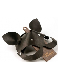 Черная кожаная маска  Кошка  с маленькими ушками - Crazy Handmade - купить с доставкой в Копейске