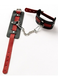 Черные оковы с красным декором и заклепками - Crazy Handmade - купить с доставкой в Копейске