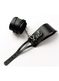 Черные кожаные оковы с креплением в виде веревочек - Crazy Handmade - купить с доставкой в Копейске