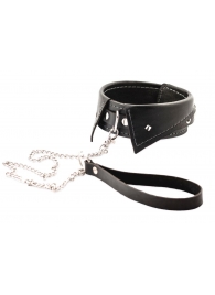 Черный ошейник-воротничок с металлическим поводком - Crazy Handmade - купить с доставкой в Копейске