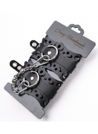 Ажурные наручники из черной кожи - Crazy Handmade - купить с доставкой в Копейске