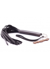 Черная кожаная плеть с удобной ручкой - 50 см. - Crazy Handmade - купить с доставкой в Копейске