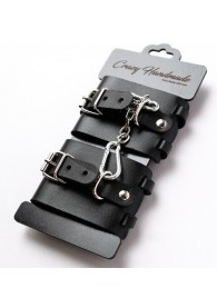 Черные кожаные наручники с ремешками - Crazy Handmade - купить с доставкой в Копейске