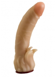 Телесная гелевая насадка-фаллос с клиторальными лепестками - 18,5 см. - LOVETOY (А-Полимер) - купить с доставкой в Копейске