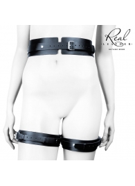 Черный кожаный пояс с гартерами - L-XL - Notabu - купить с доставкой в Копейске