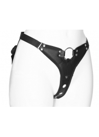 Черный женский пояс с вагинальной пробкой - LOVETOY (А-Полимер) - купить с доставкой в Копейске