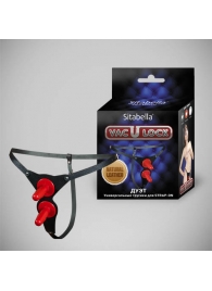 Чёрные кожаные трусики с двумя штырьками для насадок - Sitabella - купить с доставкой в Копейске