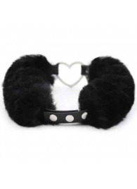 Черный меховой ошейник с металлическим сердечком - Notabu - купить с доставкой в Копейске