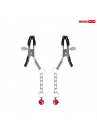 Серебристые зажимы на соски с шариками на цепочках - Notabu - купить с доставкой в Копейске