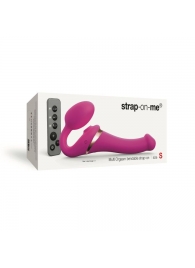 Ярко-розовый безремневой страпон Multi Orgasm Size S с клиторальной стимуляцией - Strap-on-me - купить с доставкой в Копейске