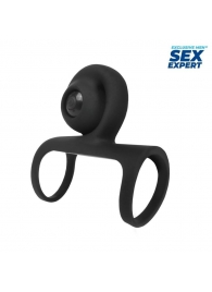 Черная вибронасадка на пенис Sex Expert - Sex Expert - в Копейске купить с доставкой