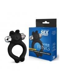 Черное силиконовое эрекционное виброкольцо Sex Expert - Sex Expert - в Копейске купить с доставкой