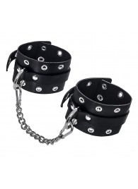 Черные кожаные однослойные оковы с люверсами - Pecado - купить с доставкой в Копейске