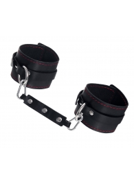 Черные кожаные однослойные оковы с контрастной строчкой - Pecado - купить с доставкой в Копейске