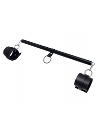 Черная распорка для ног с кожаными манжетами - Pecado - купить с доставкой в Копейске