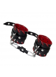 Черно-красные наручники из натуральной кожи - Pecado - купить с доставкой в Копейске