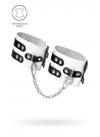Бело-черные оковы с двумя ремешками и люверсами - Pecado - купить с доставкой в Копейске