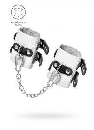 Бело-черные наручники с двумя ремешками и люверсами - Pecado - купить с доставкой в Копейске