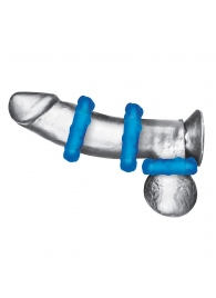 Комплект из трех голубых эрекционных колец 3-Pack Ribbed Rider Cock Ring Set - BlueLine - в Копейске купить с доставкой