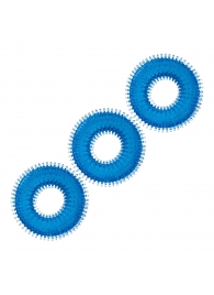 Комплект из трех голубых колец для эрекции 3-Pack Ultra-Stim Stretch Cock Rings - BlueLine - в Копейске купить с доставкой