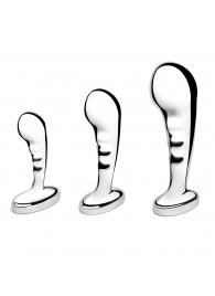 Набор из 3 стальных стимуляторов простаты Stainless Steel P-spot Training Set - b-Vibe - в Копейске купить с доставкой