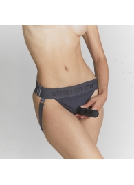 Серые трусики для фиксации насадок Strap-on-me Harness Lingerie Unique - Strap-on-me - купить с доставкой в Копейске