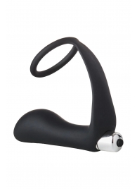 Черное эрекционное кольцо с вибропробкой Vibrating Anal Plug With Cockring - Dream Toys - в Копейске купить с доставкой