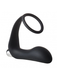 Черное эрекционное кольцо с вибропробкой Vibrating Anal Plug With Cockring - Dream Toys - в Копейске купить с доставкой