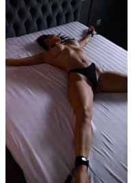 Черный кожаный набор фиксации на кровати Sex Game - БДСМ Арсенал - купить с доставкой в Копейске