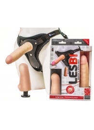 Телесный страпон Harness LESBI с вагинальной пробкой - 16,5 см. - LOVETOY (А-Полимер) - купить с доставкой в Копейске