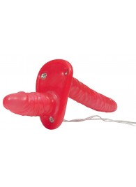 Красный женский страпон с вагинальной пробкой Bad Kitty - 18 см. - Orion - купить с доставкой в Копейске