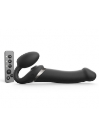 Черный безремневой страпон Multi Orgasm Size L с клиторальной стимуляцией - Strap-on-me - купить с доставкой в Копейске