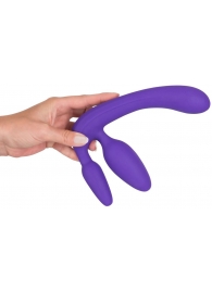 Фиолетовый безремневой страпон с двумя пробками - Orion - купить с доставкой в Копейске