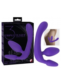 Фиолетовый безремневой страпон с двумя пробками - Orion - купить с доставкой в Копейске