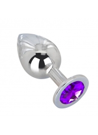Большой плаг из стали с фиолетовым кристаллом Violet Dream - 9,5 см. - Erotic Fantasy - купить с доставкой в Копейске