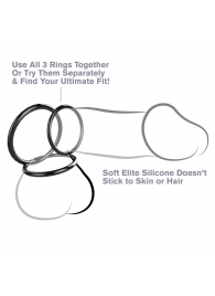 Набор из трех черных эрекционных колец Silicone 3-Ring Stamina Set - Pipedream - в Копейске купить с доставкой