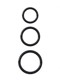 Набор из трех черных эрекционных колец Silicone 3-Ring Stamina Set - Pipedream - в Копейске купить с доставкой