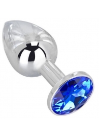 Анальное украшение BUTT PLUG  Small с синим кристаллом - 7 см. - Anal Jewelry Plug - купить с доставкой в Копейске