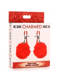 Красные зажимы на соски с помпонами Pom Pom - XR Brands - купить с доставкой в Копейске