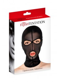 Черная сетчатая маска на голову с отверстиями для глаз и рта - Fetish Tentation - купить с доставкой в Копейске