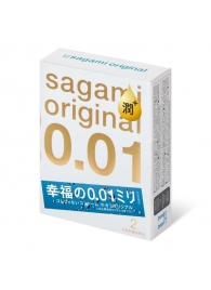 Увлажнённые презервативы Sagami Original 0.01 Extra Lub - 2 шт. - Sagami - купить с доставкой в Копейске