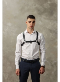 Черная мужская кожаная портупея №4 - БДСМ Арсенал - купить с доставкой в Копейске