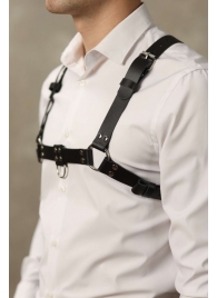 Черная мужская кожаная портупея №4 - БДСМ Арсенал - купить с доставкой в Копейске